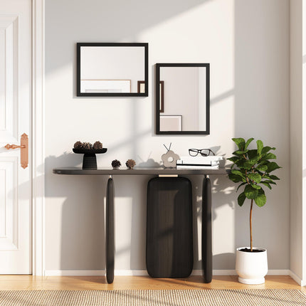 Wall Bathroom Mirror, 30 x 40 cm Wall-Mounted Mirror for Living Room, Bedroom, Hallway, Set of 2, Black