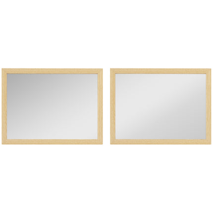 Wall Bathroom Mirror, 30 x 40 cm Wall-Mounted Mirror for Living Room, Bedroom, Hallway, Set of 2, Natural