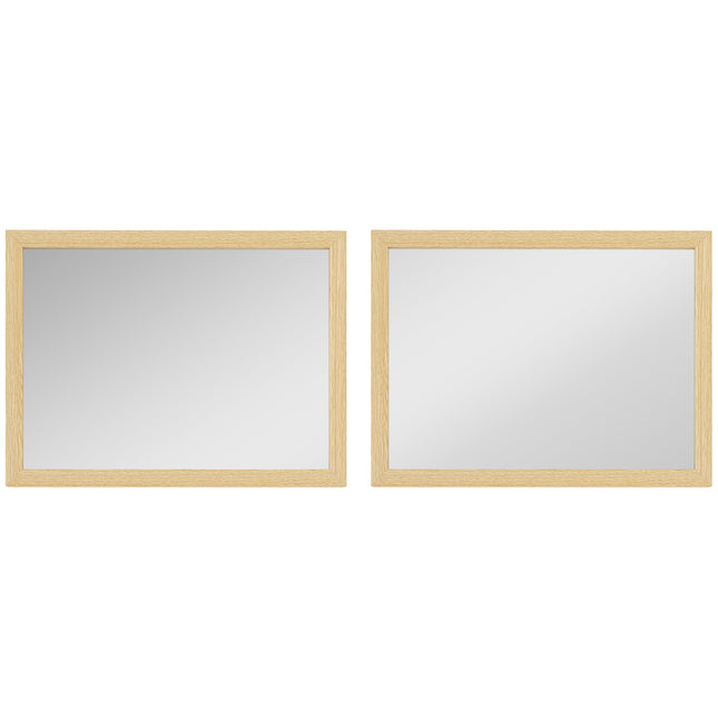 Wall Bathroom Mirror, 30 x 40 cm Wall-Mounted Mirror for Living Room, Bedroom, Hallway, Set of 2, Natural