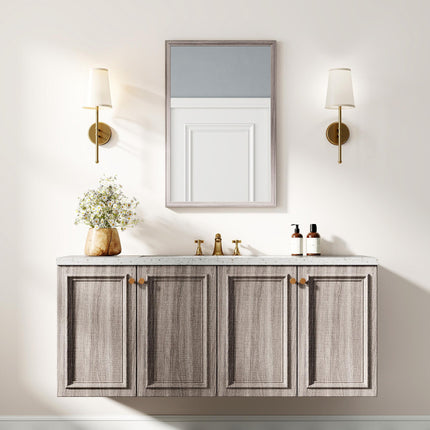 Wall Bathroom Mirror, 40 x 60 cm Wall-Mounted Mirror for Living Room, Bedroom, Hallway, Grey