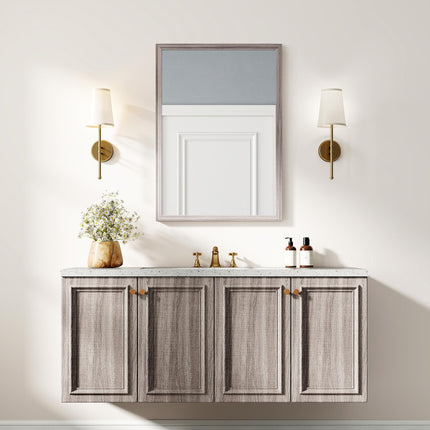Wall Bathroom Mirror, 50 x 70 cm Wall-Mounted Mirror for Living Room, Bedroom, Hallway, Grey