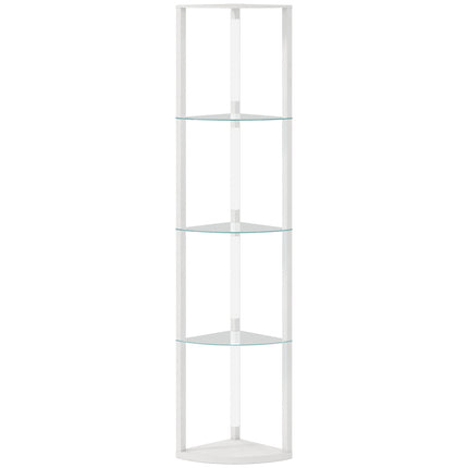 LED Floor Lamp with Shelves, Dimmable Standing Lamp with Foot Switch for Living Room, Bedroom, White