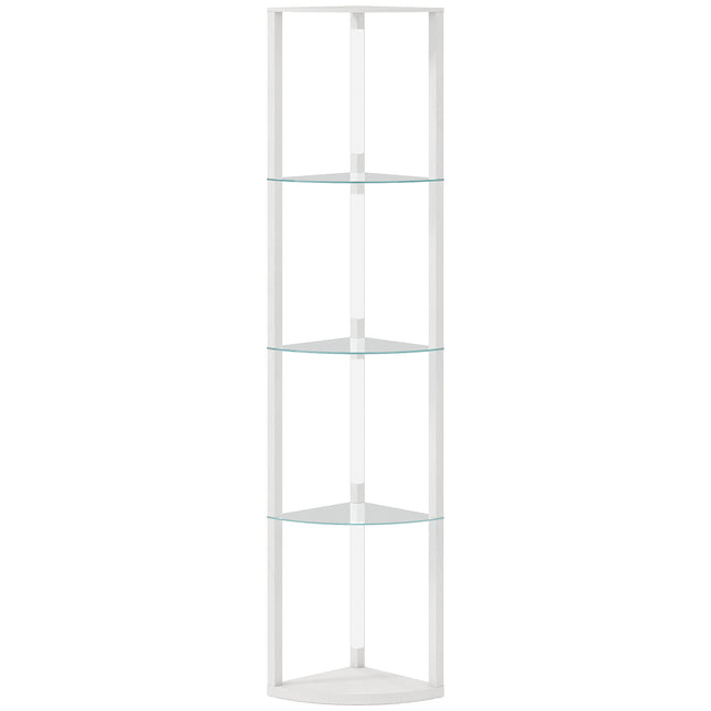 LED Floor Lamp with Shelves, Dimmable Standing Lamp with Foot Switch for Living Room, Bedroom, White