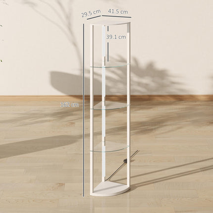 LED Floor Lamp with Shelves, Dimmable Standing Lamp with Foot Switch for Living Room, Bedroom, White