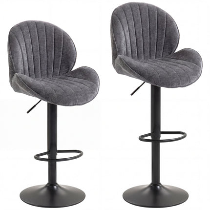 Bar Stools Set of 2, Swivel Barstools with Back, Adjustable Height and Footrest for Kitchen Island, Dining Room, Grey