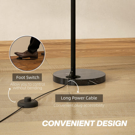 Arc Floor Lamp for Living Room, Modern Adjustable Standing Lamp with Faux Black Marble Base Black