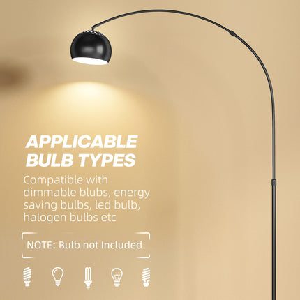 Arc Floor Lamp for Living Room, Modern Adjustable Standing Lamp with Faux Black Marble Base Black
