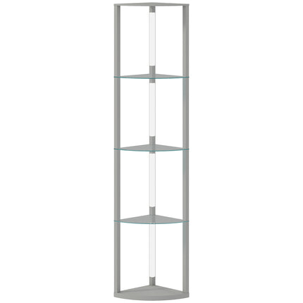 LED Floor Lamp with Shelves, Dimmable Standing Lamp with Foot Switch for Living Room, Bedroom, Grey