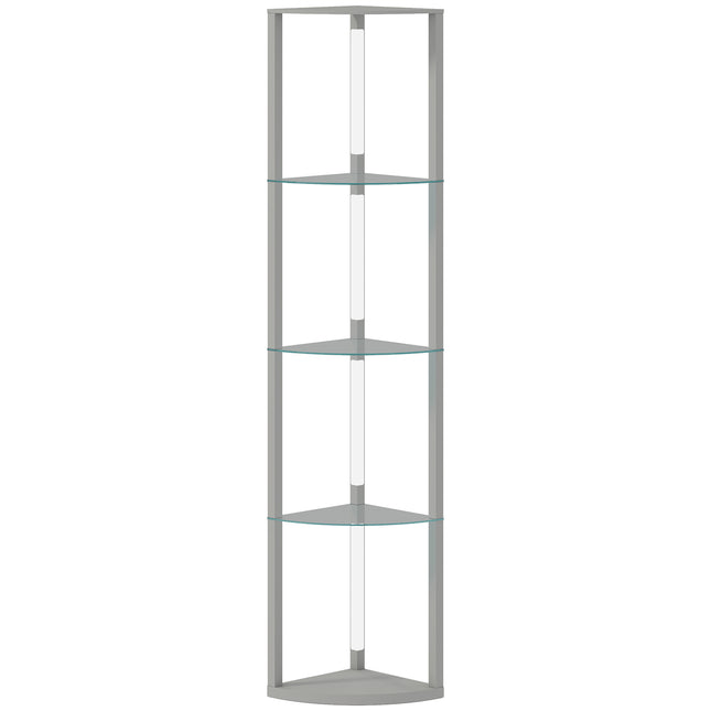 LED Floor Lamp with Shelves, Dimmable Standing Lamp with Foot Switch for Living Room, Bedroom, Grey