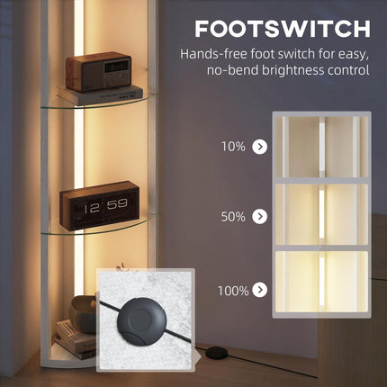 LED Floor Lamp with Shelves, Dimmable Standing Lamp with Foot Switch for Living Room, Bedroom, Grey