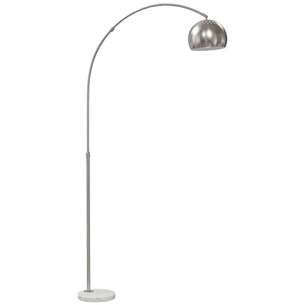 Arc Floor Lamp for Living Room, Modern Adjustable Standing Lamp with Faux Black Marble Base Silver Tone