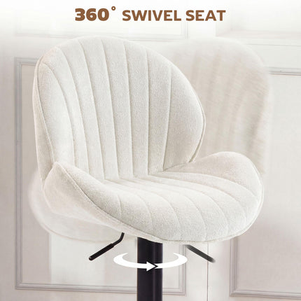 Bar Stools Set of 2, Swivel Barstools with Back, Adjustable Height and Footrest for Kitchen Island, Dining Room, Cream