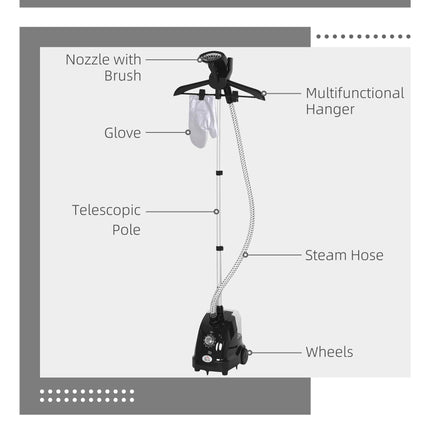 Clothes Steamer with Adjustable Pole Clothes Steamer 11 Steam Levels 41-110 cm B