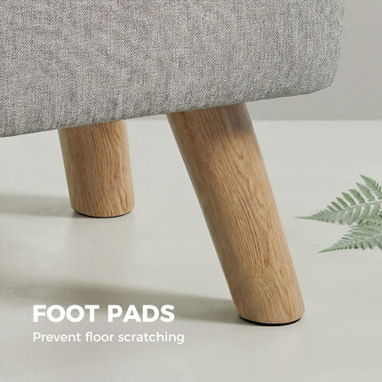 Linen-Look Square Padded Footstool - Light Brown