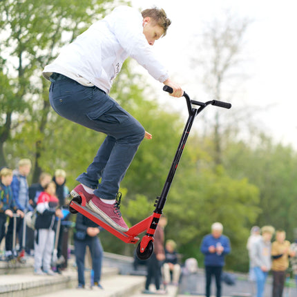 Teens & Adult Street Stunt Kick Scooter with Rear 10cm Wheel & Brake for 14+ - Red