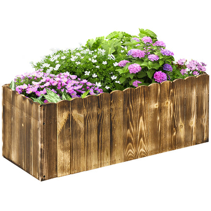70L Wooden Raised Garden Bed Planter Box 80x33x30cm - Natural Wood