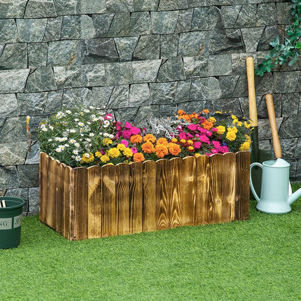 70L Wooden Raised Garden Bed Planter Box 80x33x30cm - Natural Wood