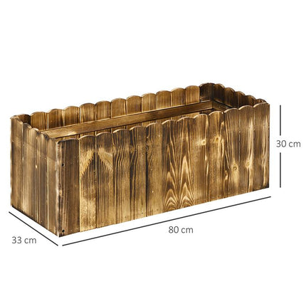 70L Wooden Raised Garden Bed Planter Box 80x33x30cm - Natural Wood