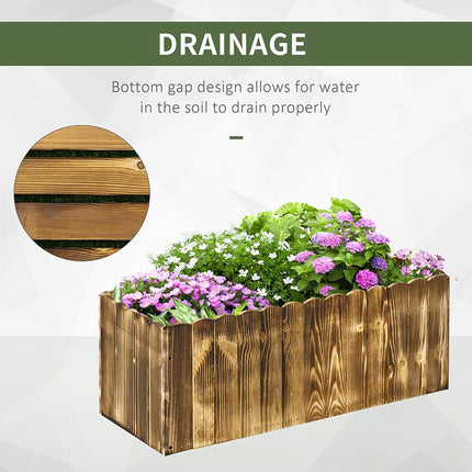 70L Wooden Raised Garden Bed Planter Box 80x33x30cm - Natural Wood
