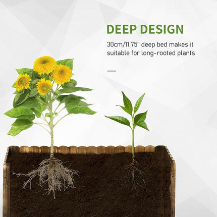 70L Wooden Raised Garden Bed Planter Box 80x33x30cm - Natural Wood