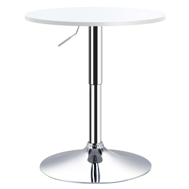 Adjustable Height Round Bistro Table with Swivel Top 69-93cm - White