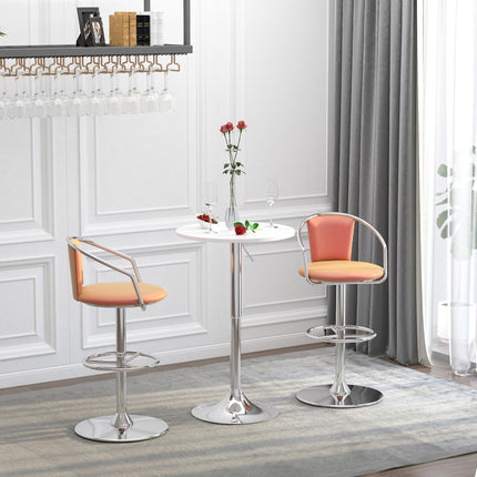 Adjustable Height Round Bistro Table with Swivel Top 69-93cm - White