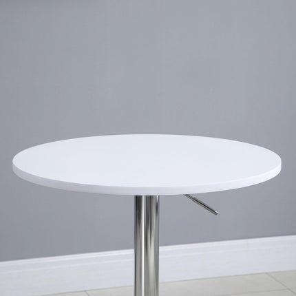 Adjustable Height Round Bistro Table with Swivel Top 69-93cm - White