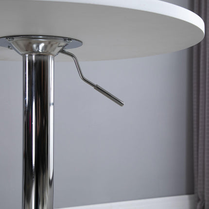 Adjustable Height Round Bistro Table with Swivel Top 69-93cm - White