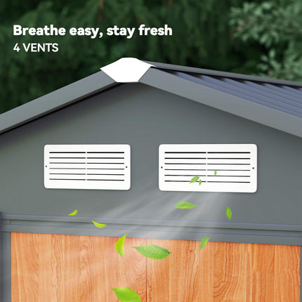 6 x 5 ft Metal Garden Storage Shed with Foundation and Ventilation - Brown