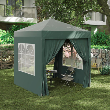 2x2m Pop Up Gazebo Canopy Set with Removable Walls - Green