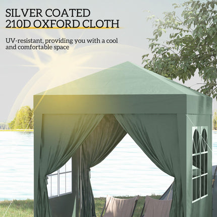2x2m Pop Up Gazebo Canopy Set with Removable Walls - Green