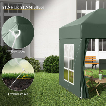2x2m Pop Up Gazebo Canopy Set with Removable Walls - Green