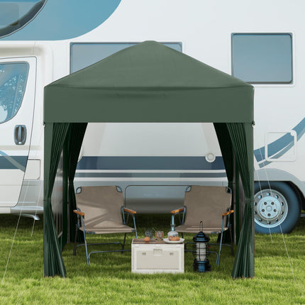 2x2m Pop Up Gazebo Canopy Set with Removable Walls - Green