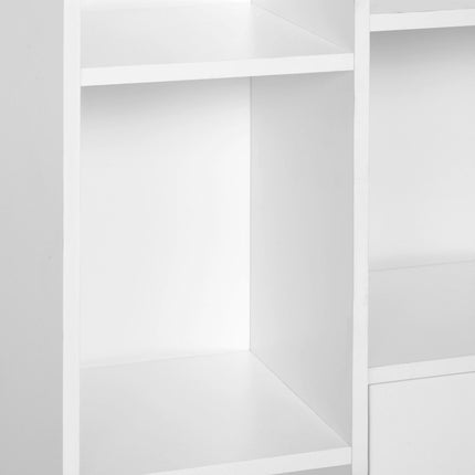 Open Bookcase Storage Cabinet with Two Doors and Shelves Unit - White