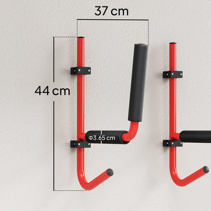 Heavy Duty Canoe Kayak Wall Mount Hanger with Paddle Hooks for Space Saving Storage - Red
