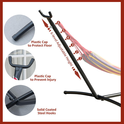 2.86m Metal Hammock Stand for Garden Camping Outdoor Patio - Black