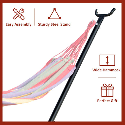 2.86m Metal Hammock Stand for Garden Camping Outdoor Patio - Black