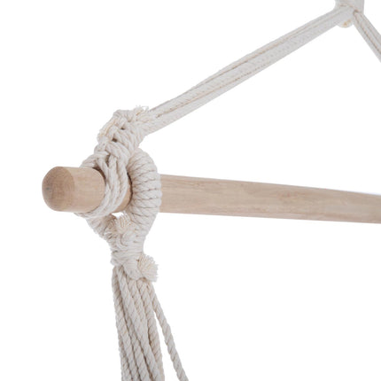 Outdoor Hanging Rope Chair with Cotton Fabric and Wooden Frame - Red