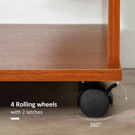 Open Wardrobe with Hanging Rail, Storage Shelves & Wheels - Walnut