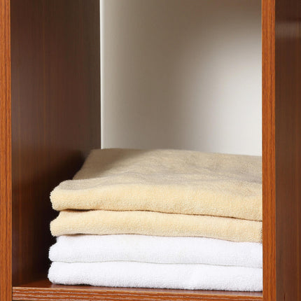 Open Wardrobe with Hanging Rail, Storage Shelves & Wheels - Walnut