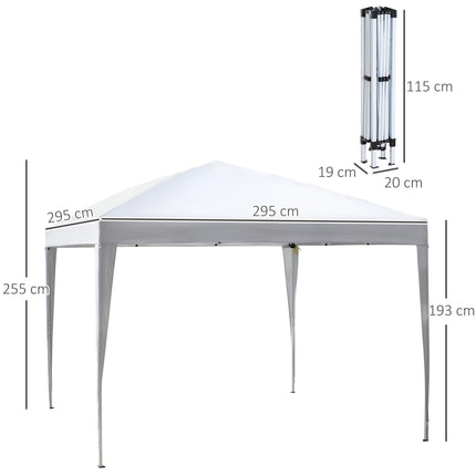 3x3m Heavy Duty Pop Up Garden Gazebo Marquee Folding Wedding Canopy - White