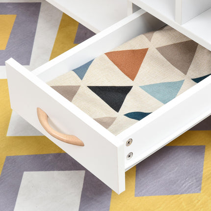 Modern Minimalism Coffee Table with Shelf & Drawer Storage for Living Room - White