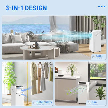 1003W Mobile Air Conditioner with Remote, Timer, Cooling & Dehumidifying - White