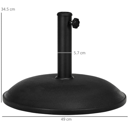 20kg Heavy Duty Cement Parasol Umbrella Base Round for 35-48mm Poles - Grey/Black