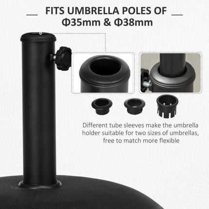 20kg Heavy Duty Cement Parasol Umbrella Base Round for 35-48mm Poles - Grey/Black