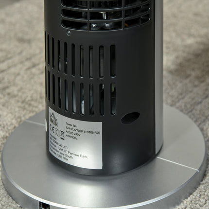 Oscillating Tower Fan 3 Speeds 3 Wind Modes 40W with Remote Timer 78.5cm - Silver