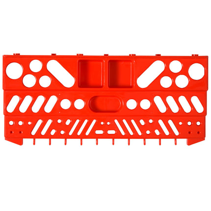 54 Pc On-Wall Tool Organizer with 50 Pegs & 2 Shelves for Garage DIY - Grey and Red
