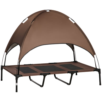 Raised Waterproof Elevated Dog Bed with Breathable Mesh & UV Canopy for XXL Dogs - Coffee