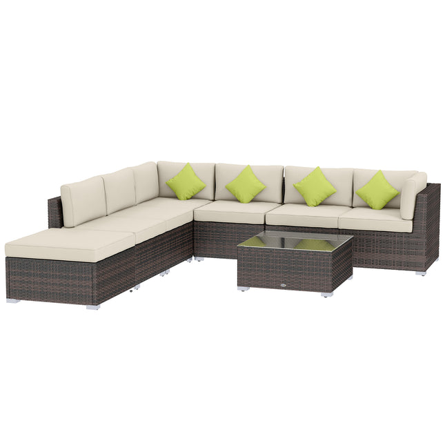 8 Piece Rattan Garden Sofa Set with Aluminium Frame - Mixed Brown