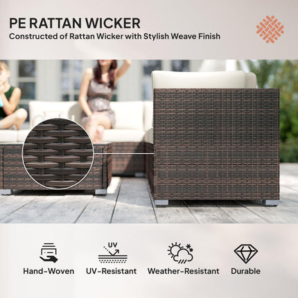 8 Piece Rattan Garden Sofa Set with Aluminium Frame - Mixed Brown